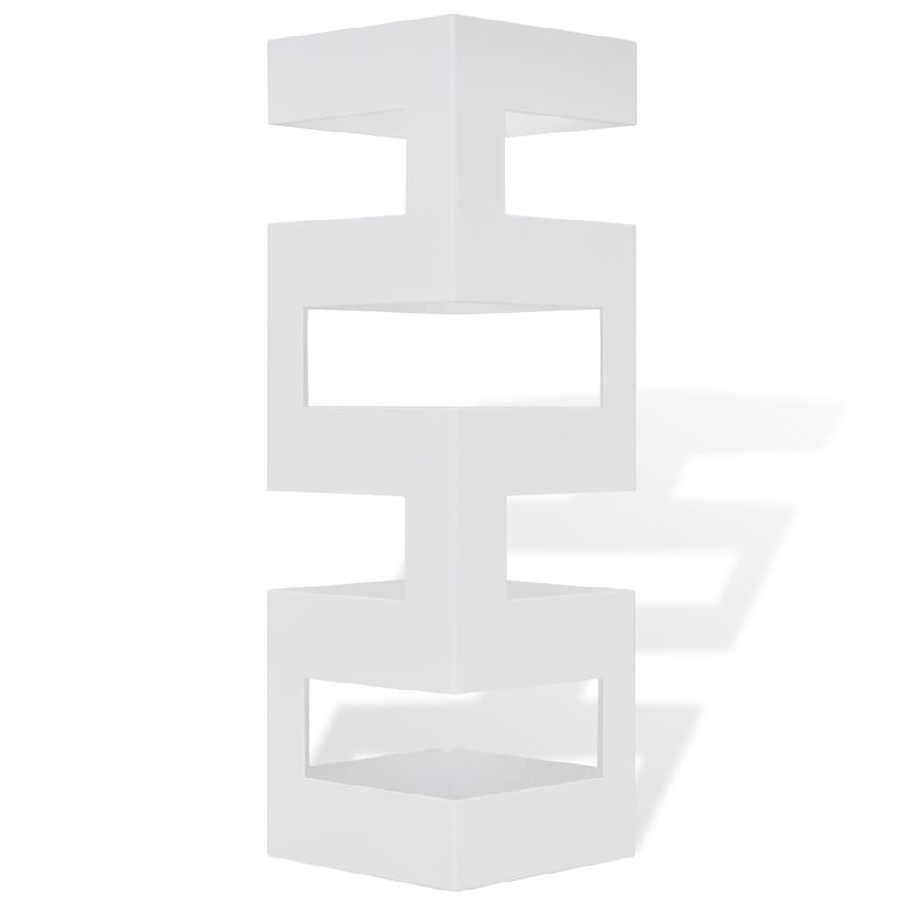 Baltas Kvadratinis Skėčių, Vaikščiojimo Lazdų Stovas, Plienas, 48,5 cm