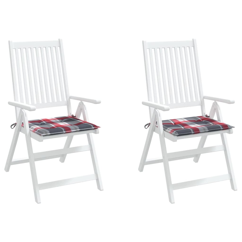 vidaXL Sodo kėdės pagalvėlės, 2vnt., 40x40x3cm, audinys, languotos