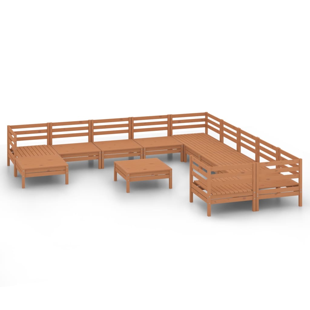vidaXL Sodo poilsio baldų komplektas, 12 dalių, medaus rudas, pušis