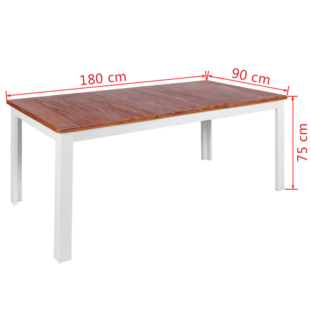 vidaXL Valgomojo stalas, tvirtas tikmedis ir raudonmedis, 180x90x75cm