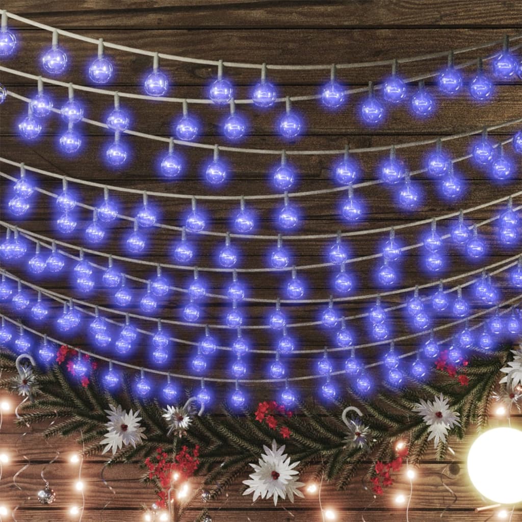 vidaXL Rutuliukų girlianda, 20m, 200 mėlynų LED, 8 funkcijos