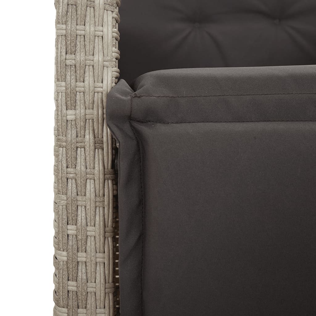 vidaXL Bistro komplektas su pagalvėlėmis, 3 dalių, pilkas, poliratanas