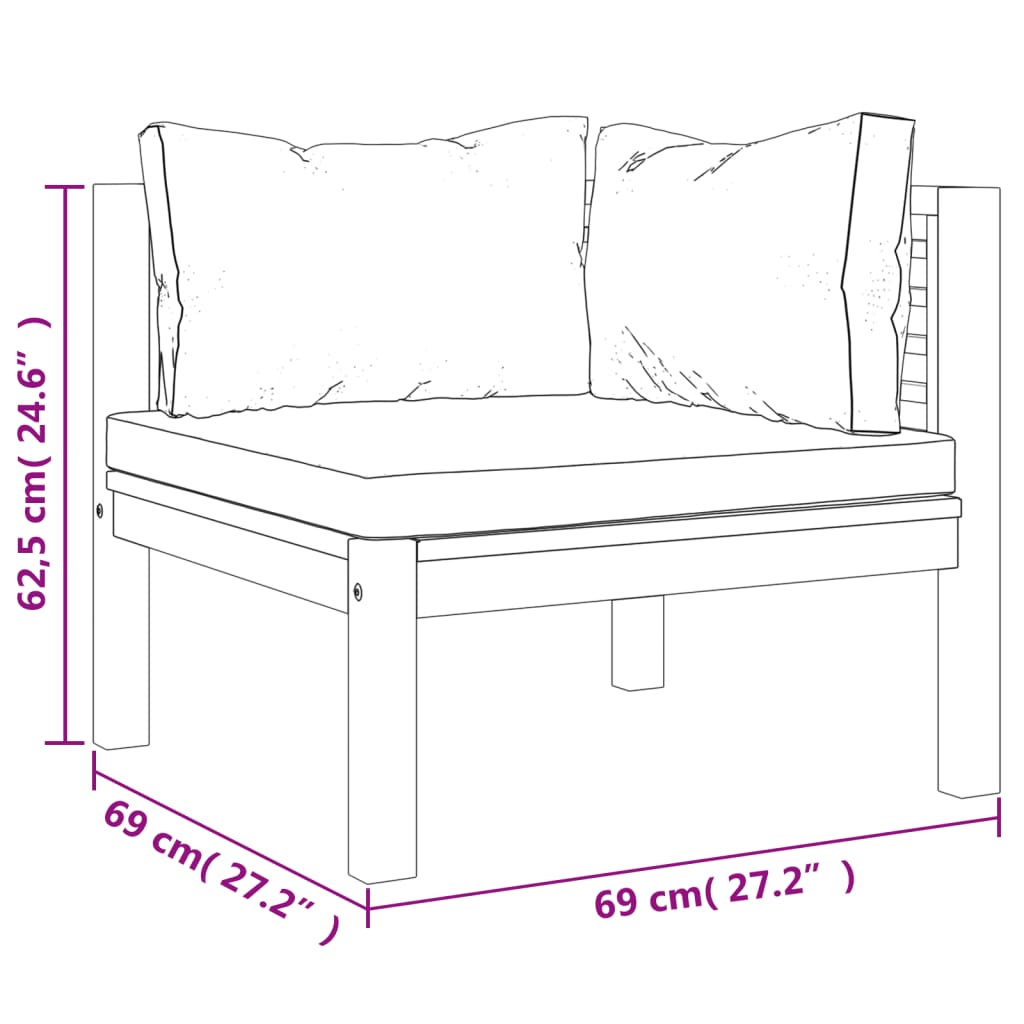 vidaXL Sodo baldų komplektas su pagalvėmis, 8 dalių, akacijos masyvas