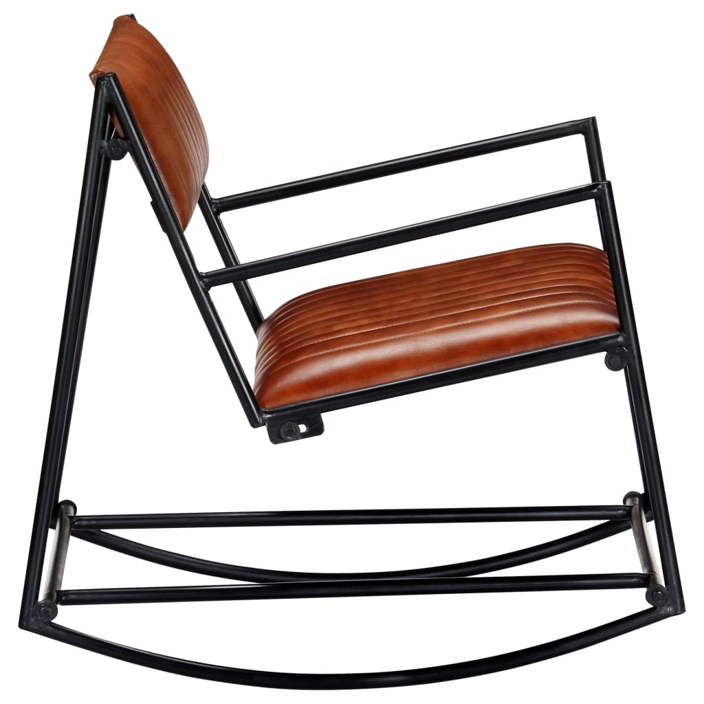 vidaXL Supama kėdė, rudos spalvos, tikra oda