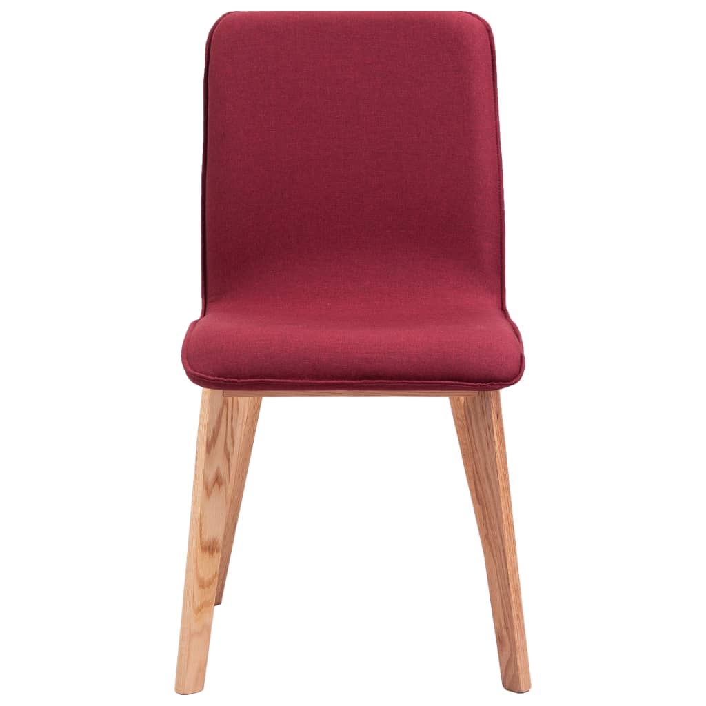 vidaXL Valgomojo kėdės, 4 vnt., raudonas audinys ir ąžuolo med. mas.