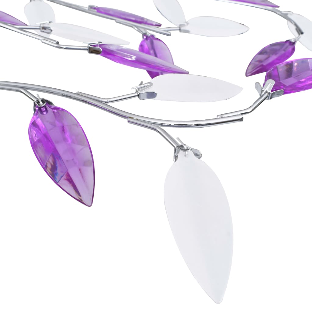 vidaXL Lubinis šviestuvas su akrilinio kristalo lapeliais, violetinis