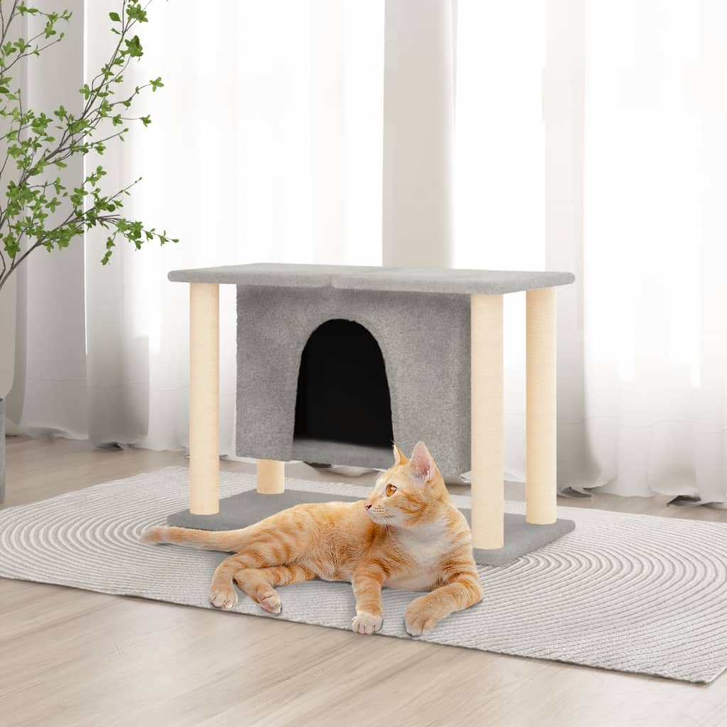 vidaXL Draskyklė katėms su stovais iš sizalio, šviesiai pilka, 50cm