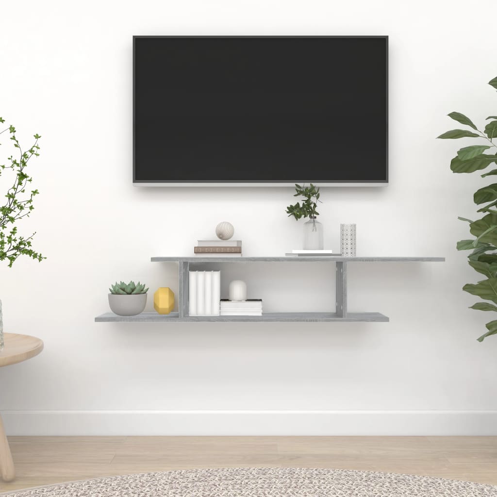 vidaXL Sieninė TV lentyna, pilka ąžuolo, 125x18x23cm, apdirbta mediena