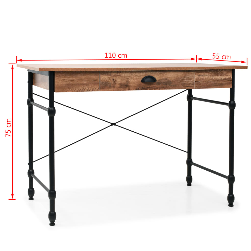 vidaXL Rašomasis stalas su stalčiumi, 110x55x75cm, ąžuolo spalva