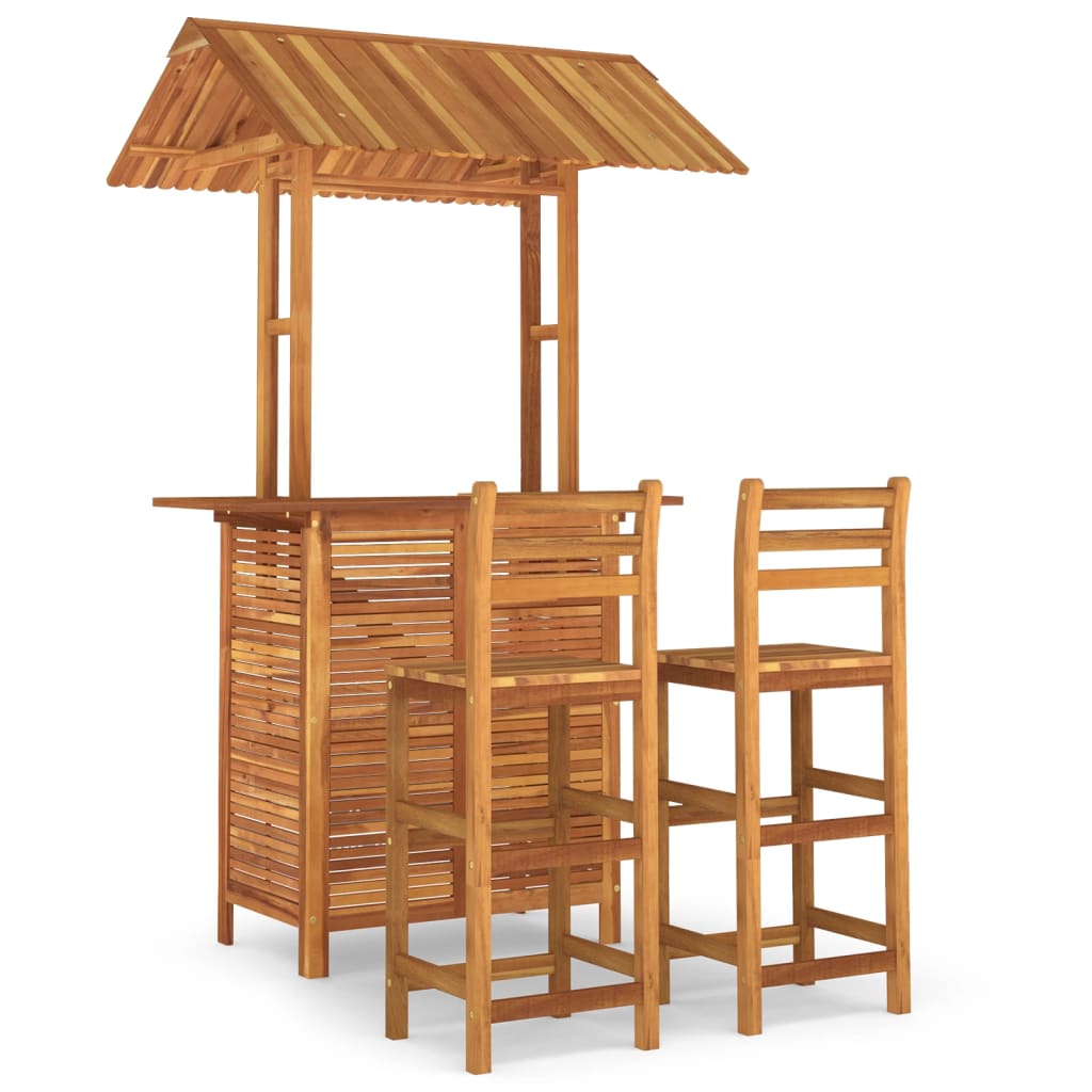 vidaXL Sodo baro baldų komplektas, 3 dalių, akacijos medienos masyvas