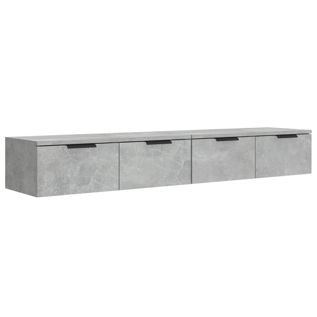 vidaXL Sieninės spintelės, 2vnt., betono pilkos, 68x30x20cm, mediena