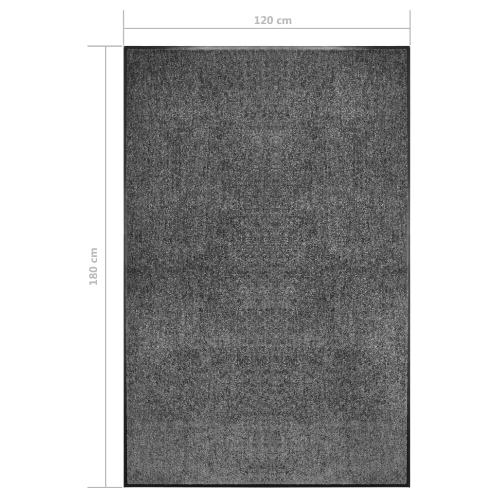 vidaXL Durų kilimėlis, antracito spalvos, 120x180cm, plaunamas