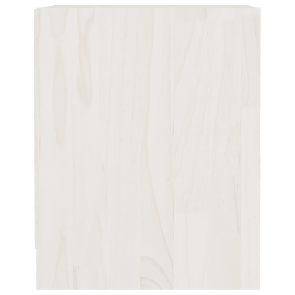 vidaXL Naktinė spintelė, balta, 35,5x33,5x41,5cm, pušies masyvas
