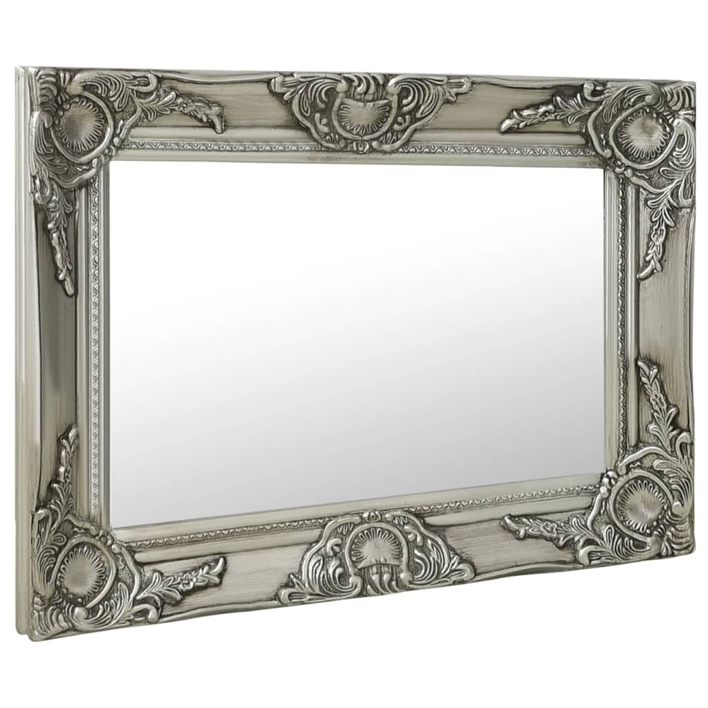 vidaXL Sieninis veidrodis, sidabrinis, 60x40cm, barokinis stilius