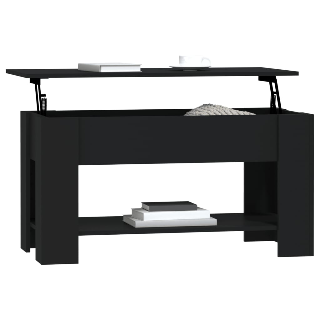 vidaXL Kavos staliukas, juodas, 101x49x52cm, apdirbta mediena