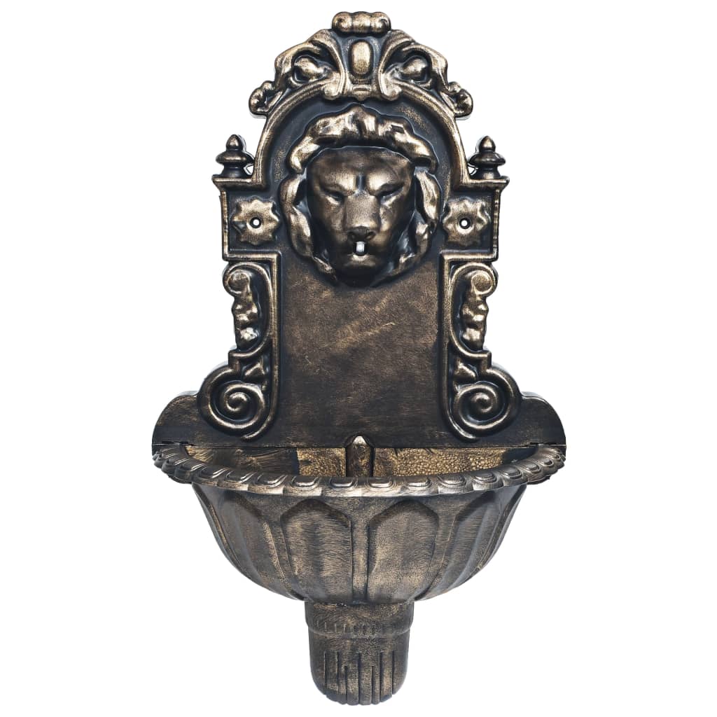 vidaXL Sieninis fontanas, bronzinės spalvos, liūto galvos dizainas