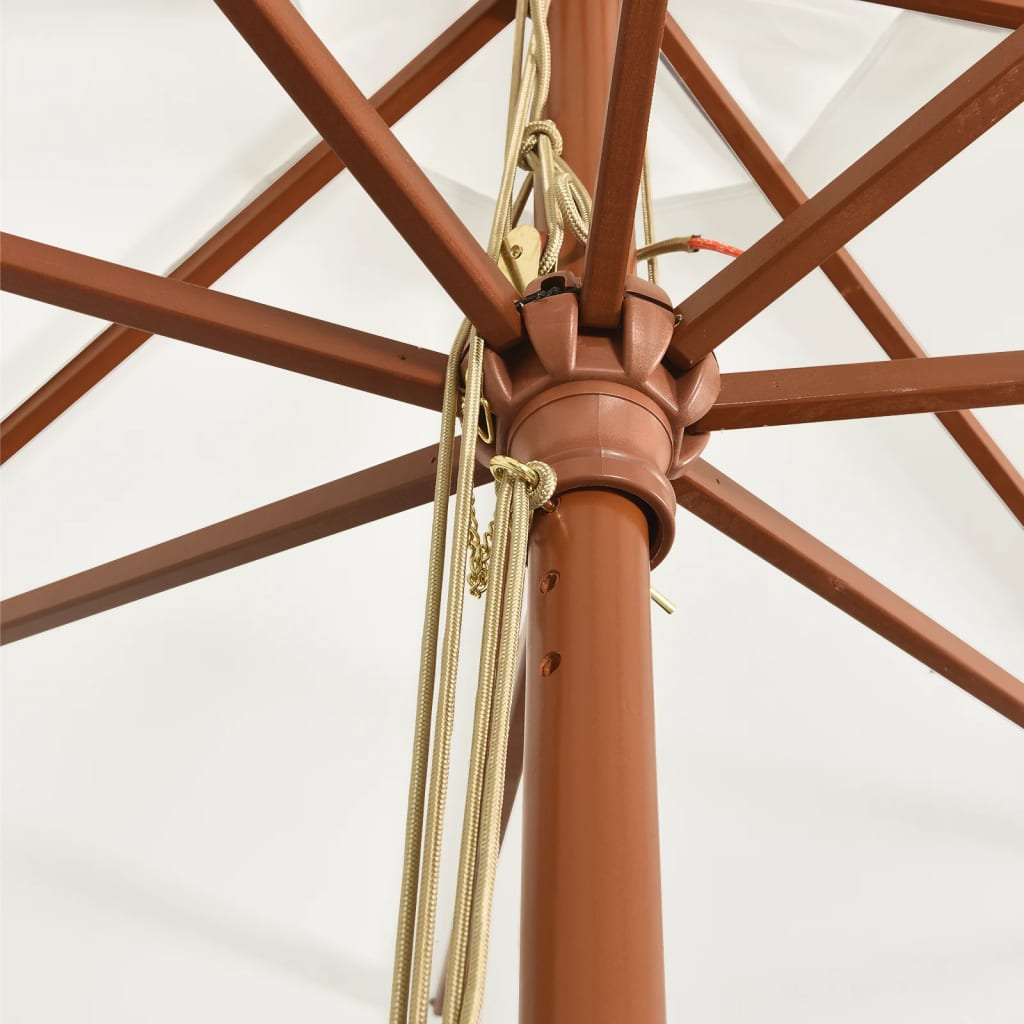 vidaXL Sodo skėtis su mediniu stulpu, smėlio spalvos, 400x273cm