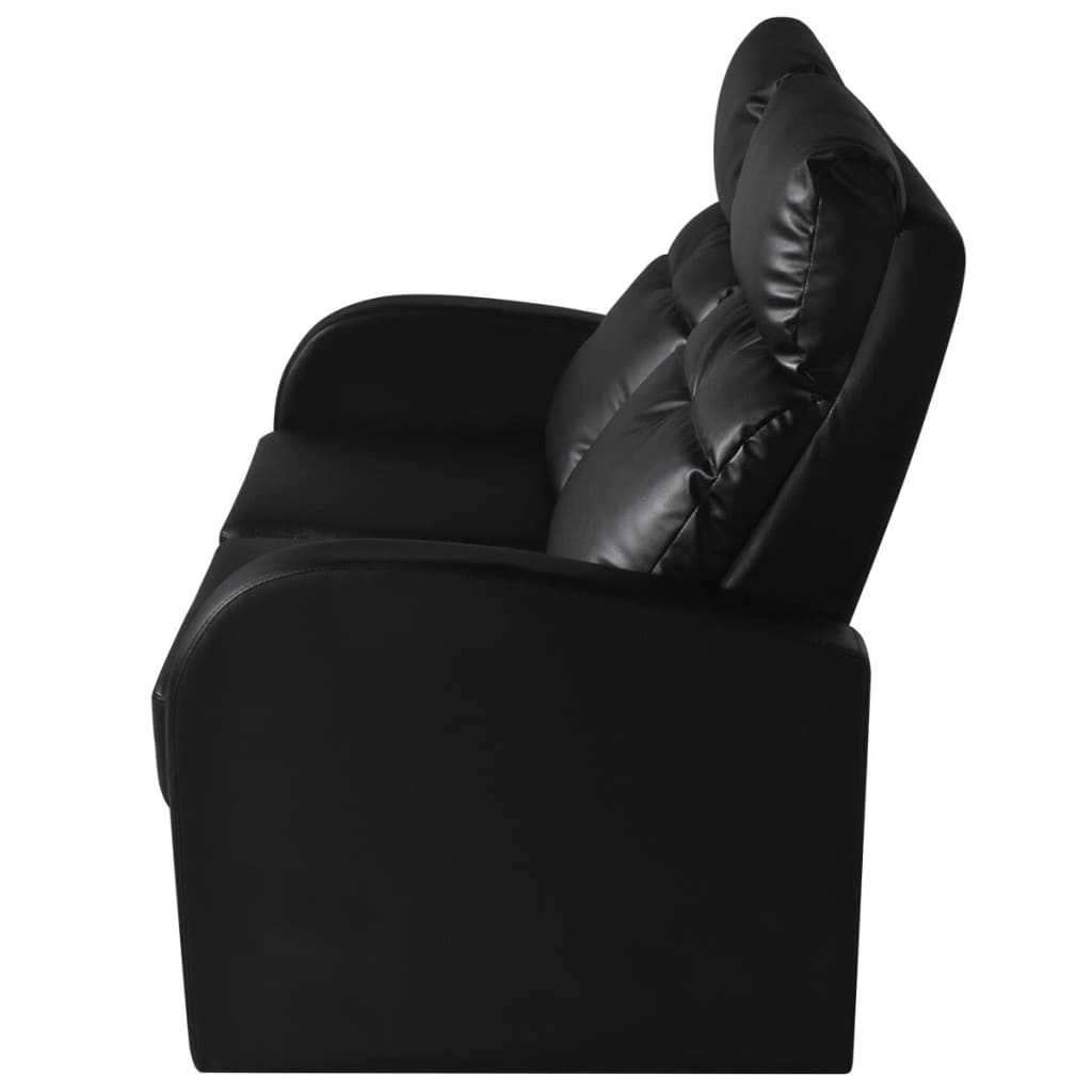 vidaXL Dvivietis atlošiamas krėslas su LED, juodas, dirbtinė oda