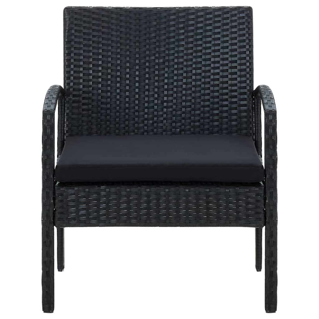 vidaXL Sodo kėdė su pagalvėle, juodos spalvos, poliratanas