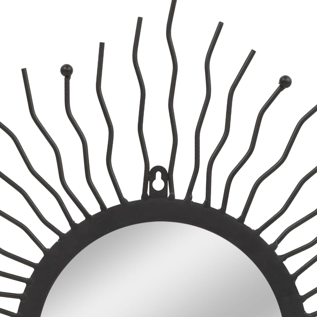 vidaXL Sodo sieninis veidrodis, saulės formos, 60cm, juodas, 245923