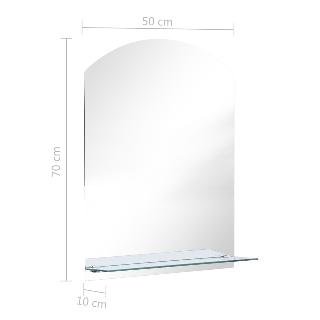 vidaXL Sieninis veidrodis su lentyna, 50x70cm, grūdintas stiklas