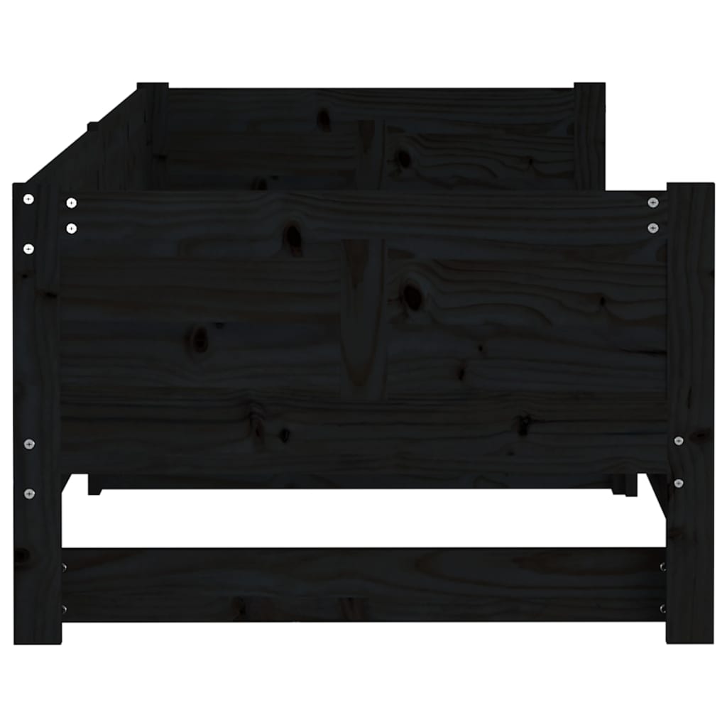 vidaXL Ištraukiama lova, juoda, 2x(90x190)cm, pušies medienos masyvas