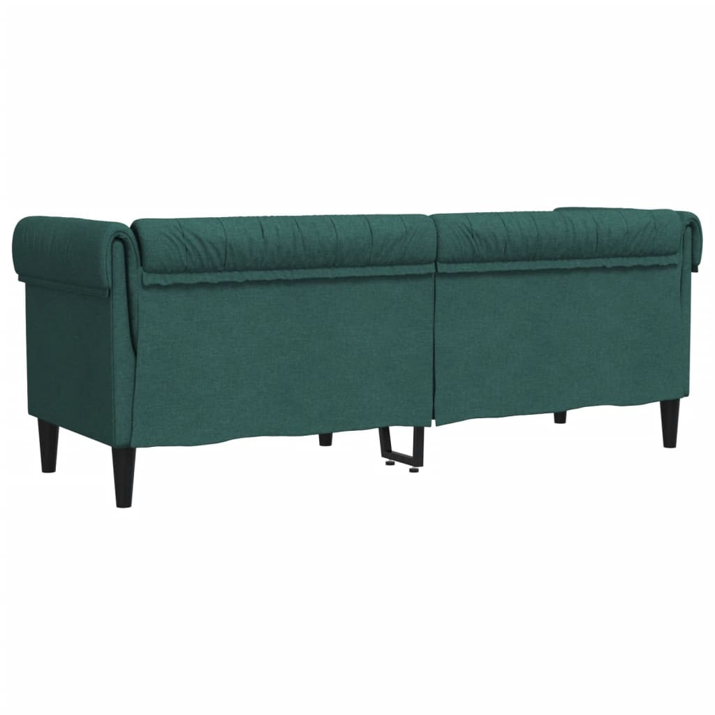 vidaXL Trivietė chesterfield sofa, tamsiai žalios spalvos, audinys