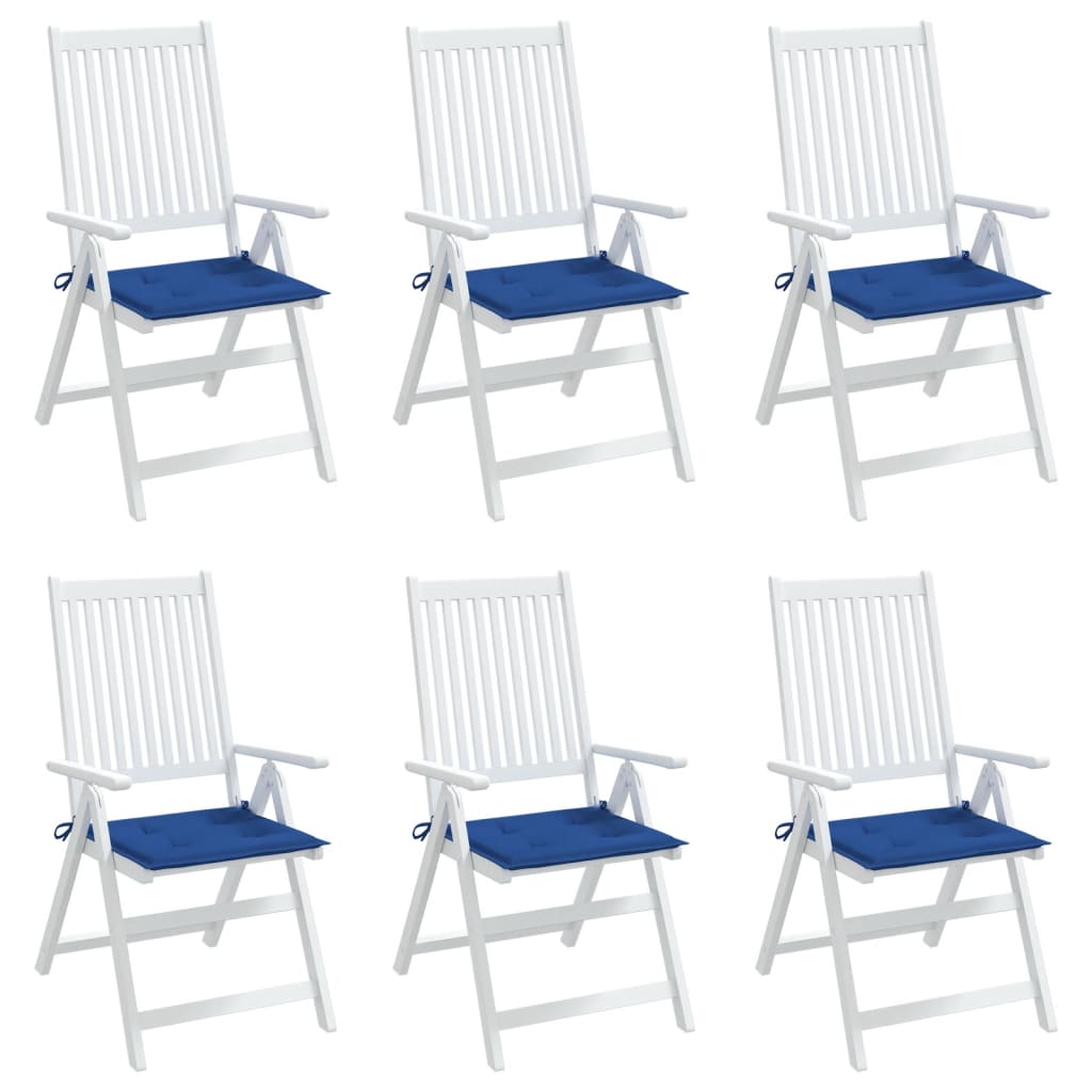 vidaXL Sodo kėdės pagalvėlės, 6vnt., mėlynos, 50x50x3cm, audinys