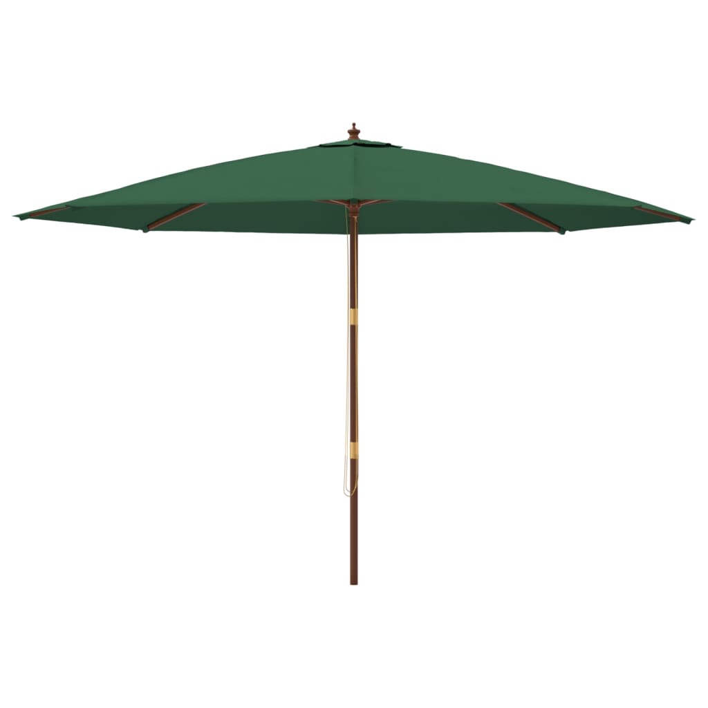 vidaXL Sodo skėtis su mediniu stulpu, žalios spalvos, 400x273cm