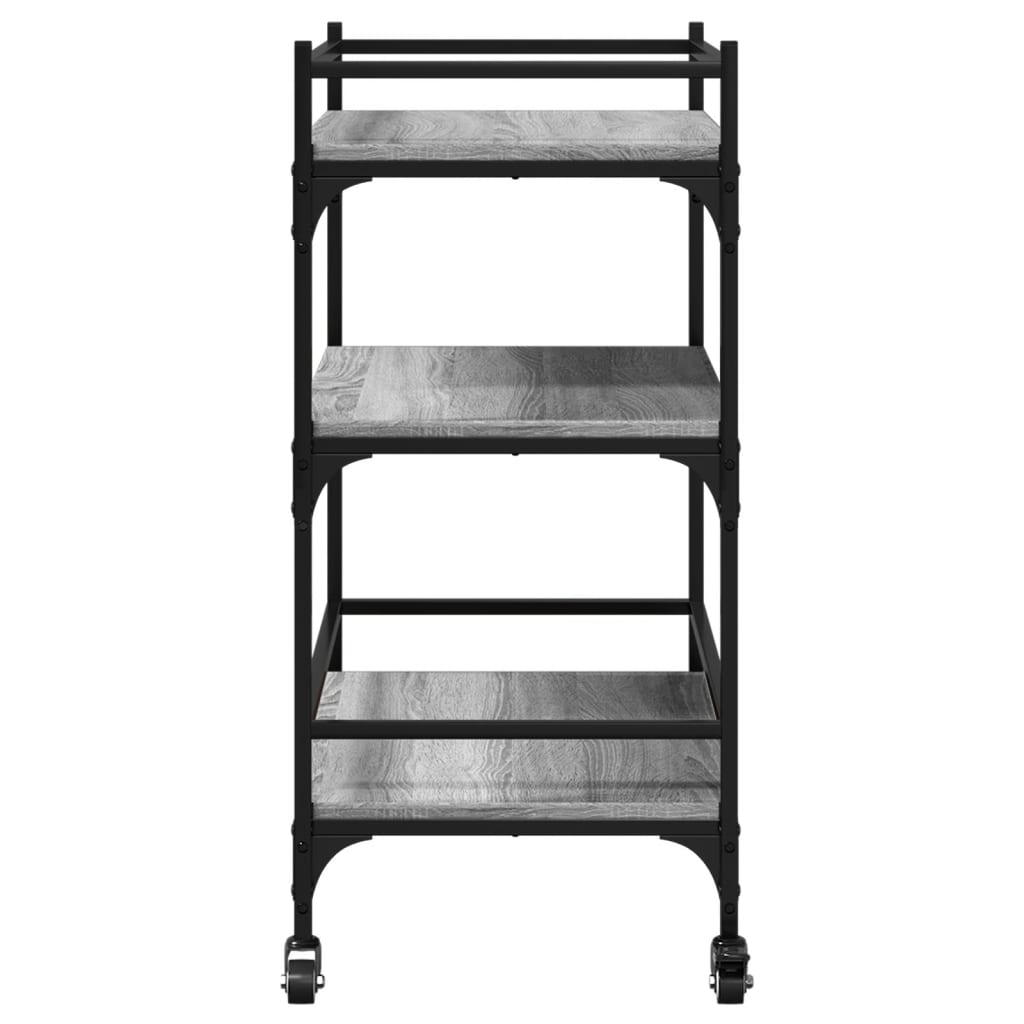 vidaXL Virtuvės vežimėlis, pilkas ąžuolo, 65x40x86,5cm, mediena