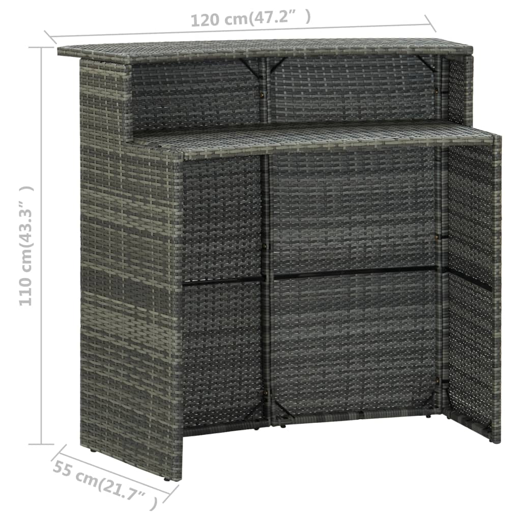 vidaXL Sodo baro baldų komplektas su pagalvėlėmis, 5 dalių, pilkas