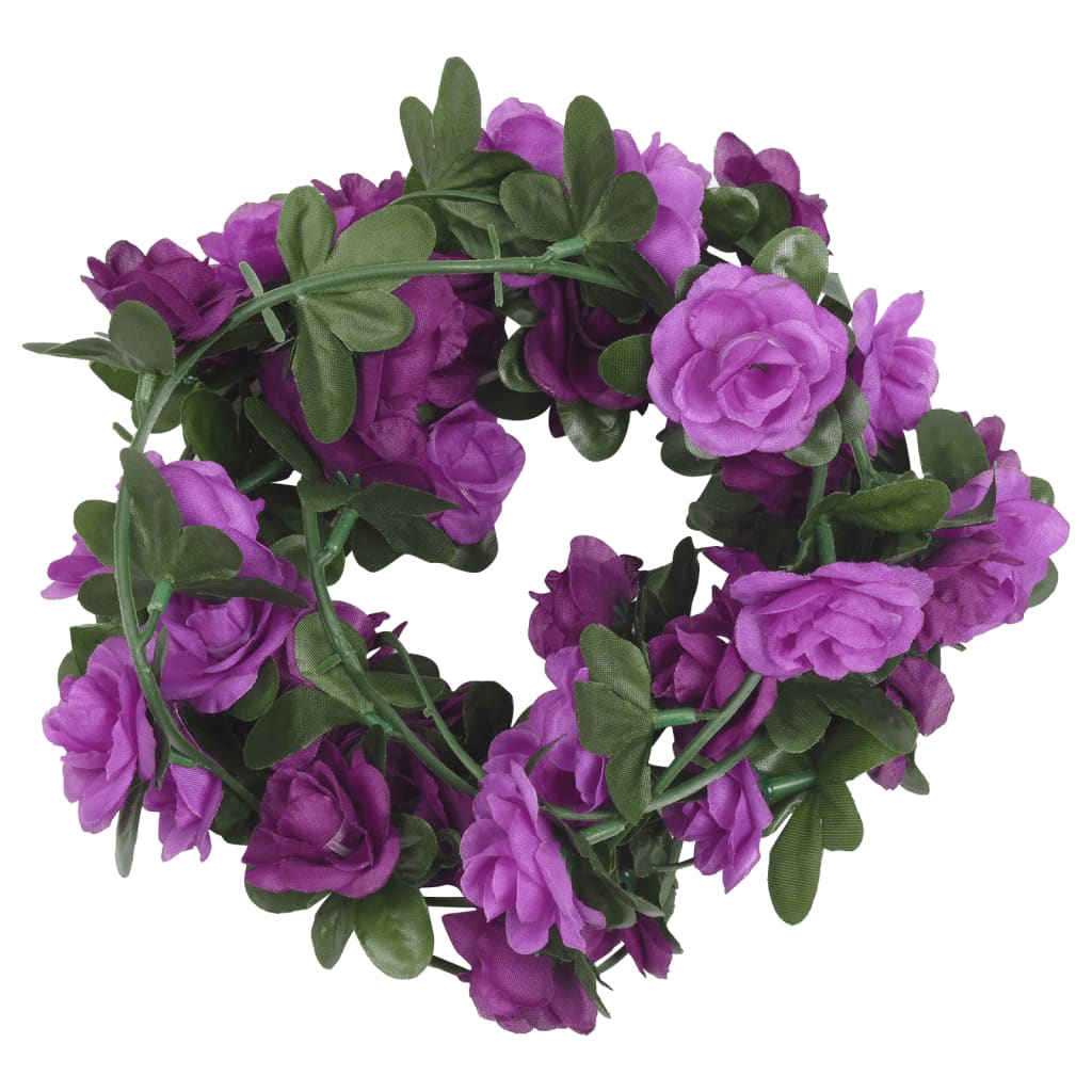 vidaXL Dirbtinių gėlių girliandos, 6vnt., šviesiai violetinės, 240cm