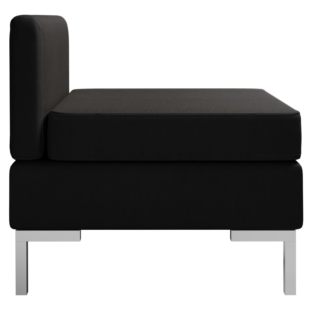 vidaXL Modulinė vidurinė sofos dalis su pagalve, juoda, audinys