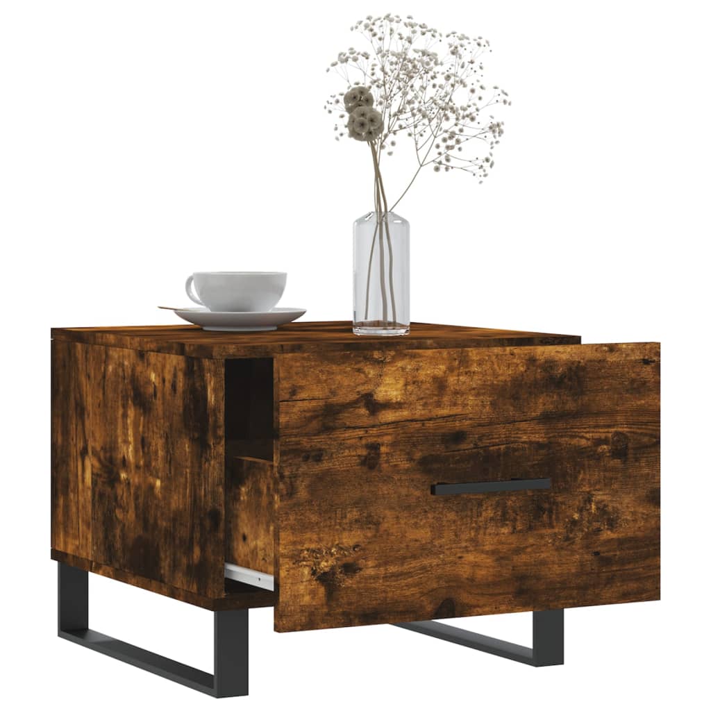 vidaXL Kavos staliukas, dūminio ąžuolo, 50x50x40cm, apdirbta mediena