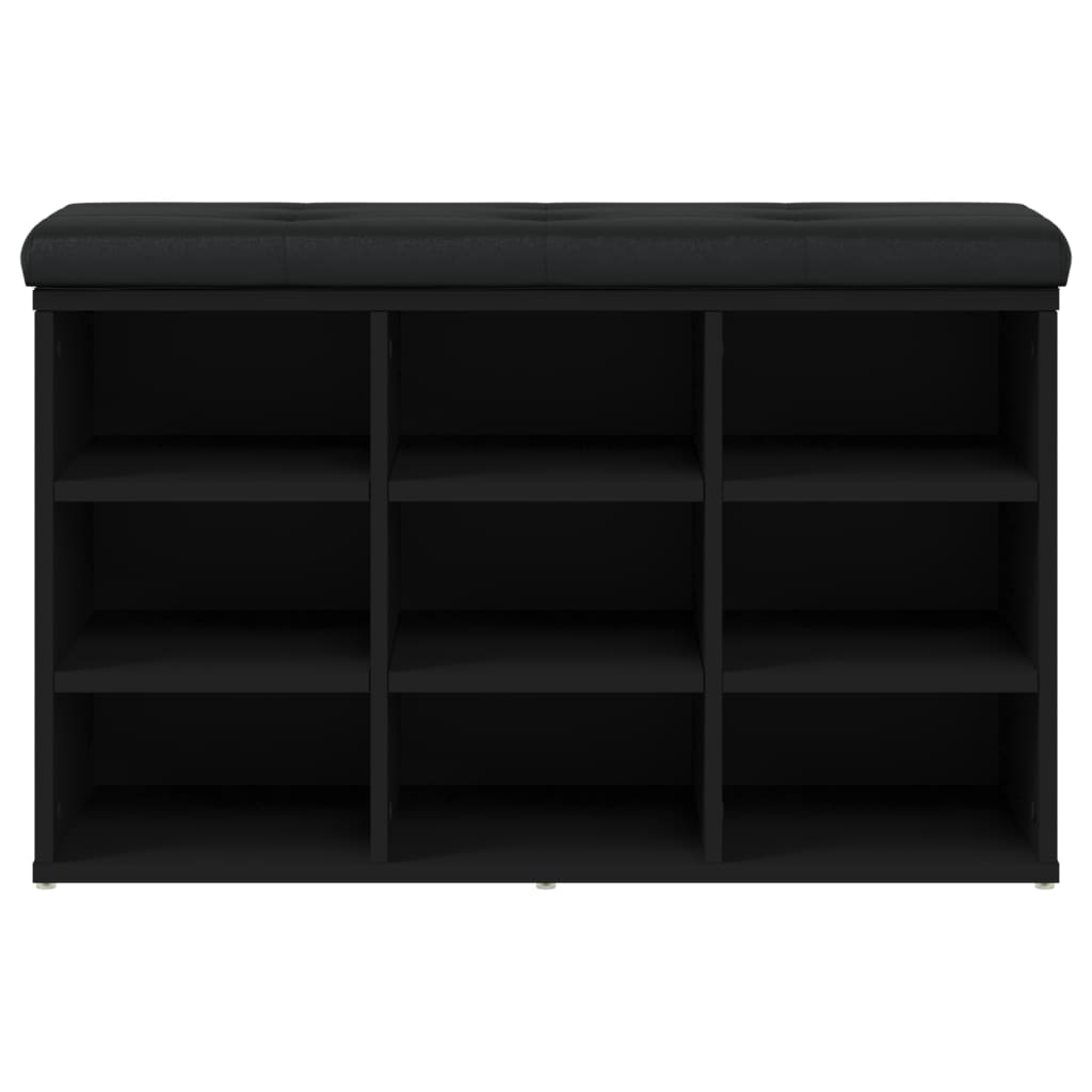 vidaXL Batų suoliukas, juodos spalvos, 82x32x50cm, apdirbta mediena