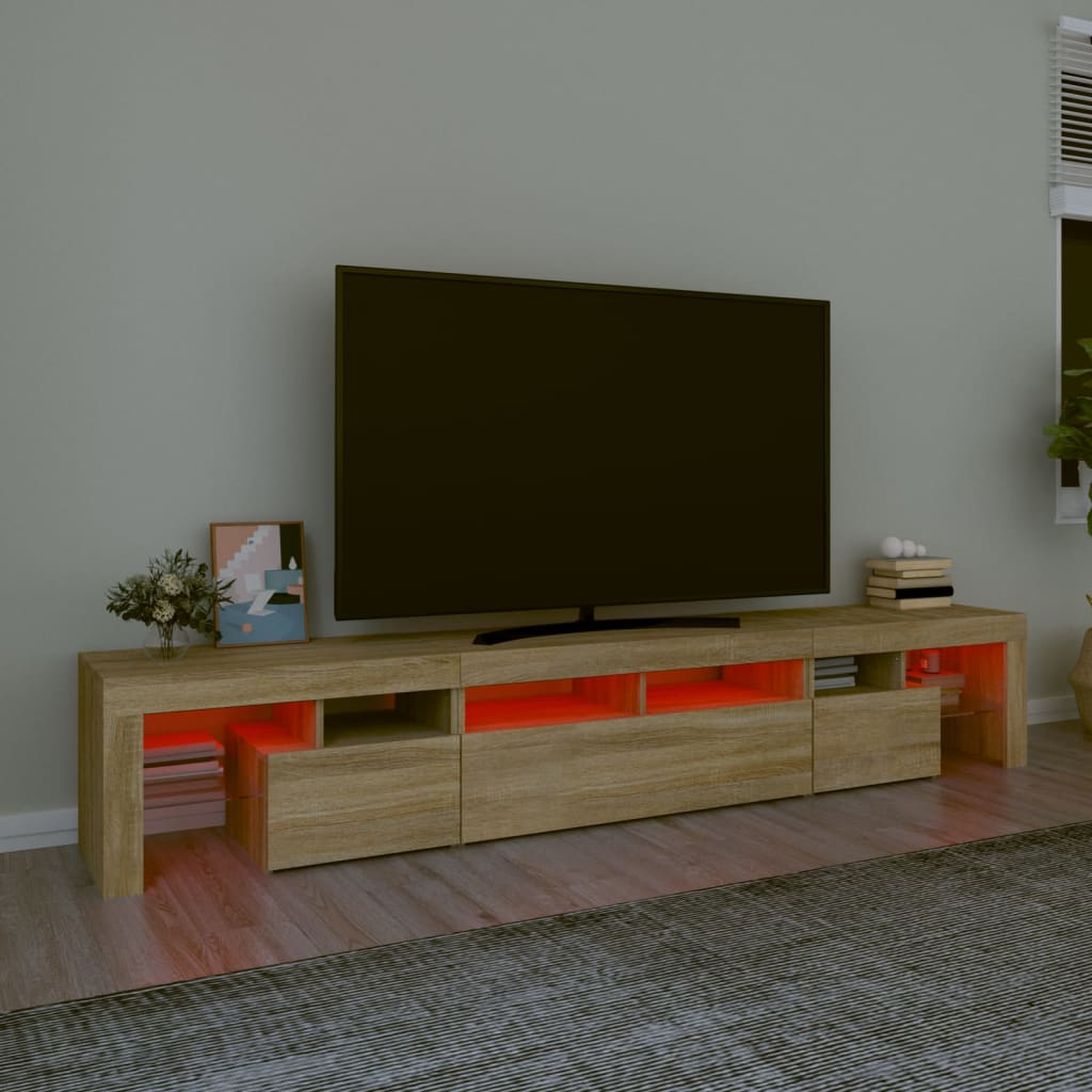 vidaXL Televizoriaus spintelė su LED apšvietimu, ąžuolo, 230x36,5x40cm