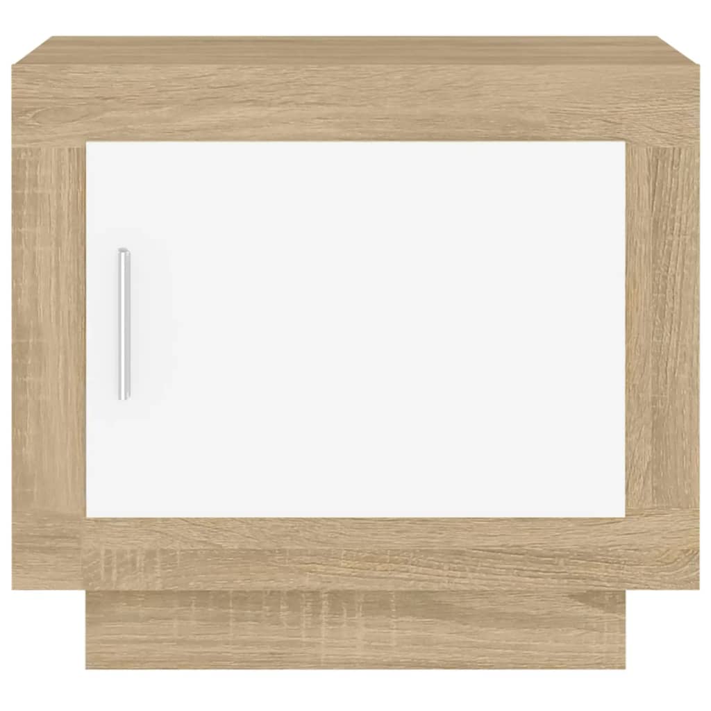 vidaXL Kavos staliukas, baltas/ąžuolo, 51x50x45cm, apdirbta mediena