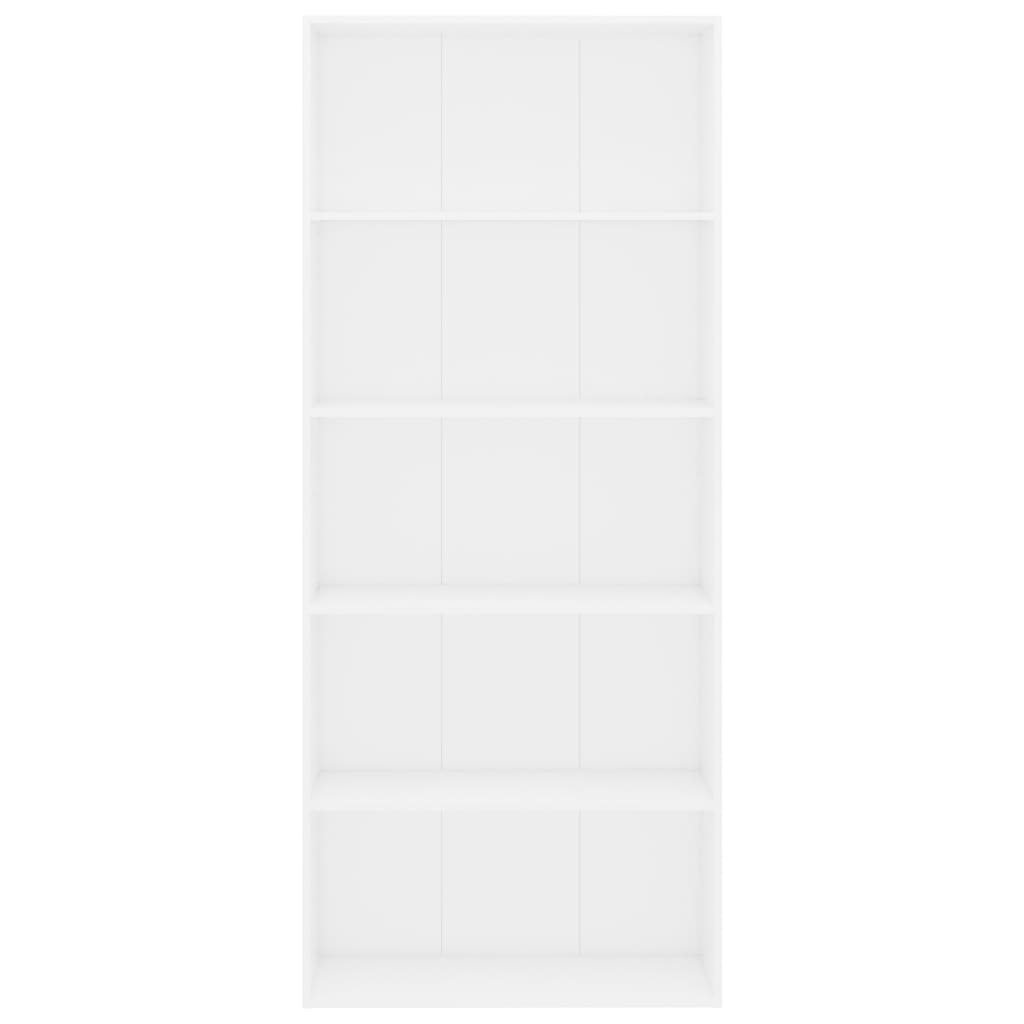 vidaXL Spintelė knygoms, 5 lentynos, baltos spalvos, 80x30x189cm, MDP
