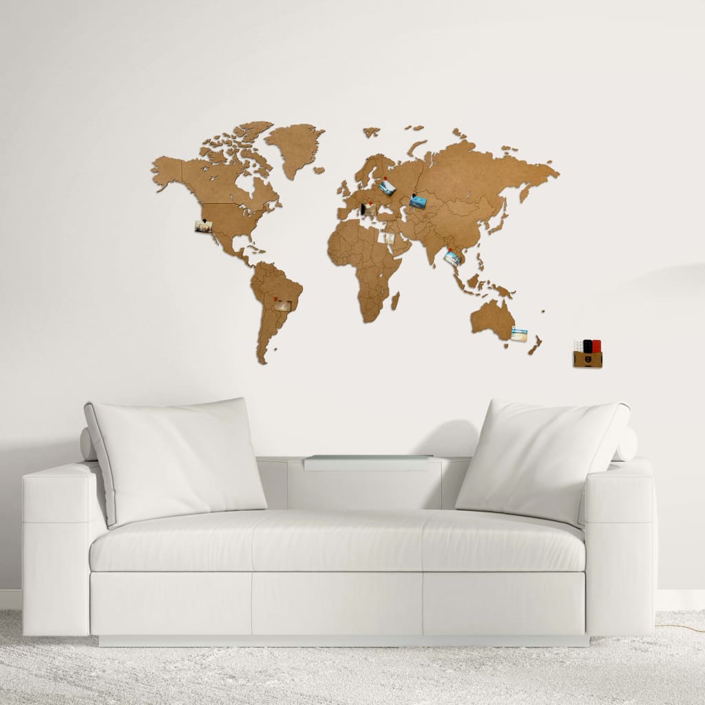 MiMi Innovations Sienos dekoracija-žemėlapis Luxury, rudas, 130x78cm