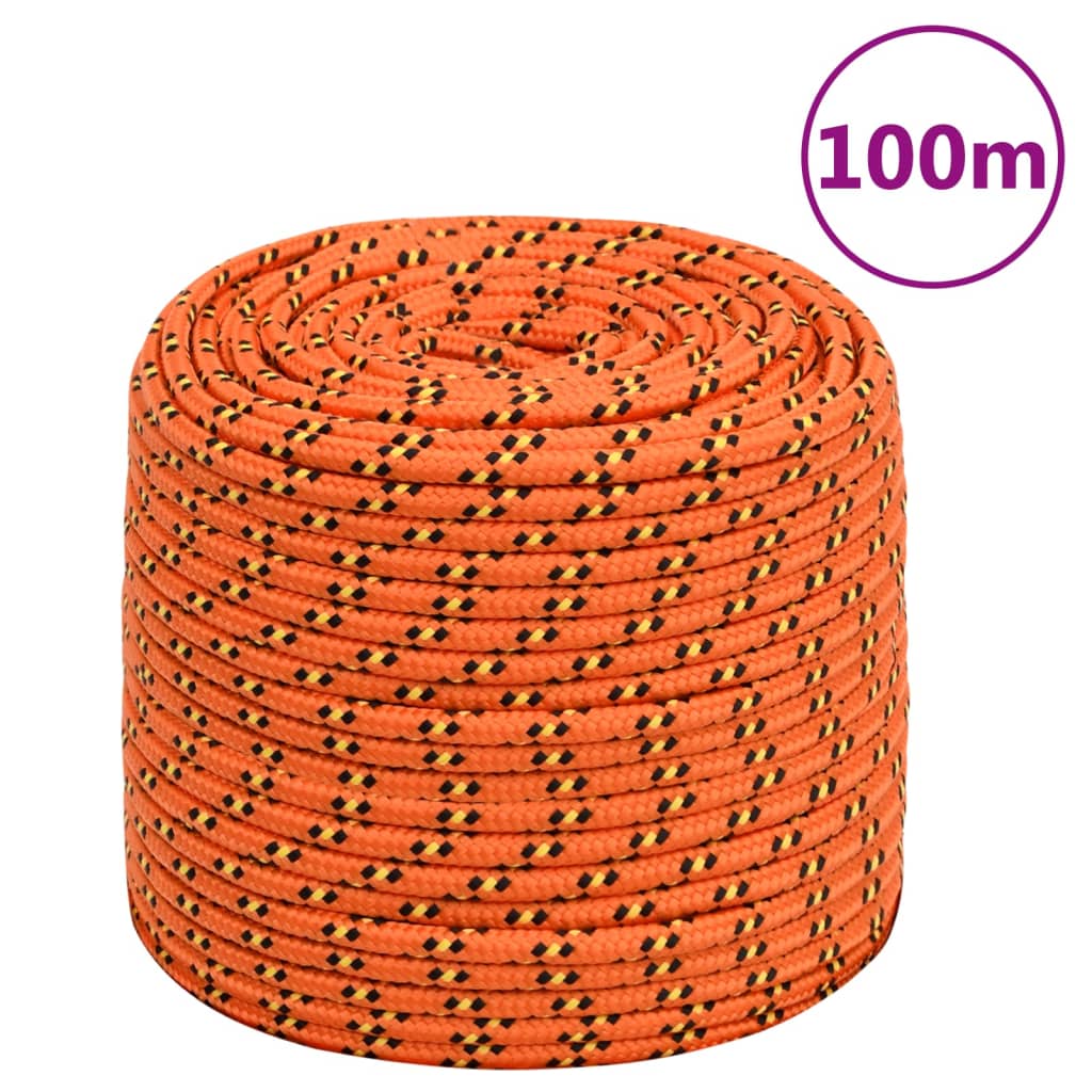 vidaXL Valties virvė, oranžinės spalvos, 6mm, 100m, polipropilenas