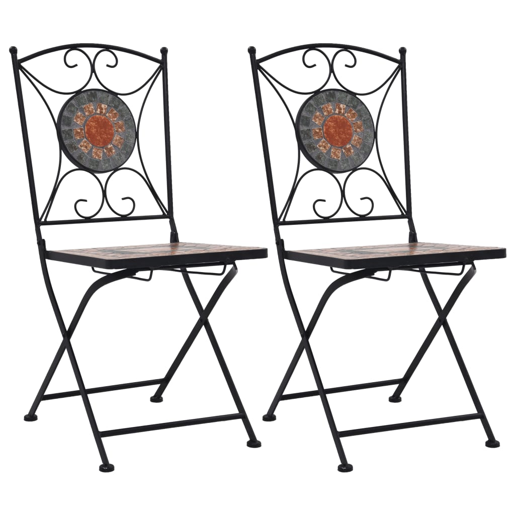 vidaXL Mozaikinės bistro kėdės, 2 vnt., oranžinės/pilkos spalvos
