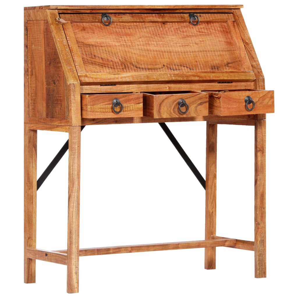 vidaXL Rašomasis stalas, 90x40x107cm, akacijos medienos masyvas