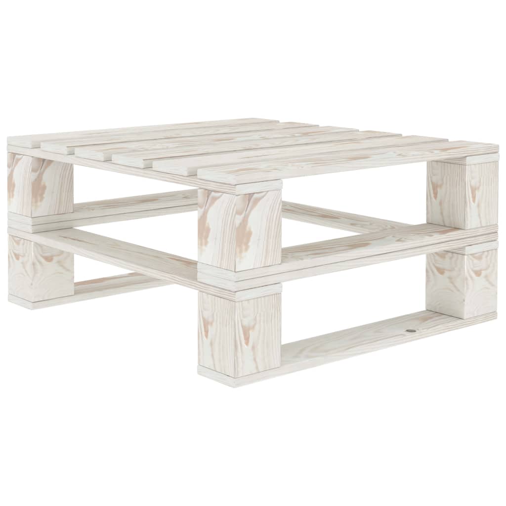 vidaXL Sodo stalai ir palečių, 2vnt., baltos spalvos, mediena