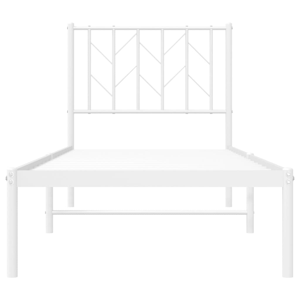 vidaXL Metalinis lovos rėmas su galvūgaliu, baltos spalvos, 75x190cm