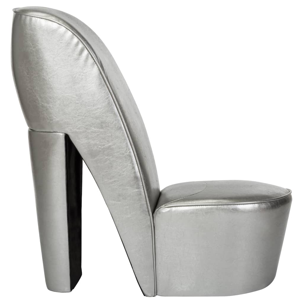 vidaXL Aukštakulnio formos kėdė, sidabrinės spalvos, dirbtinė oda