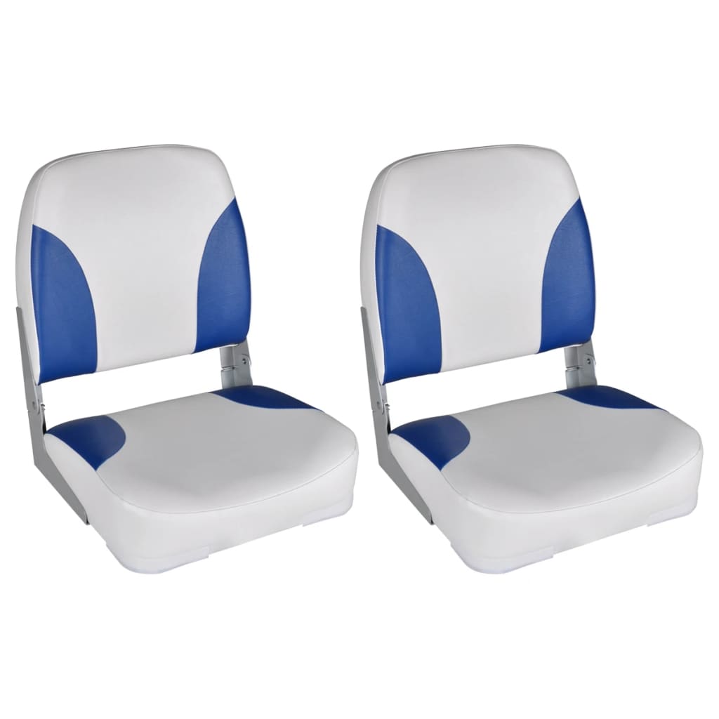 vidaXL Valties sėdynės, 2 vnt., baltos ir mėlynos sp., 41x36x48cm
