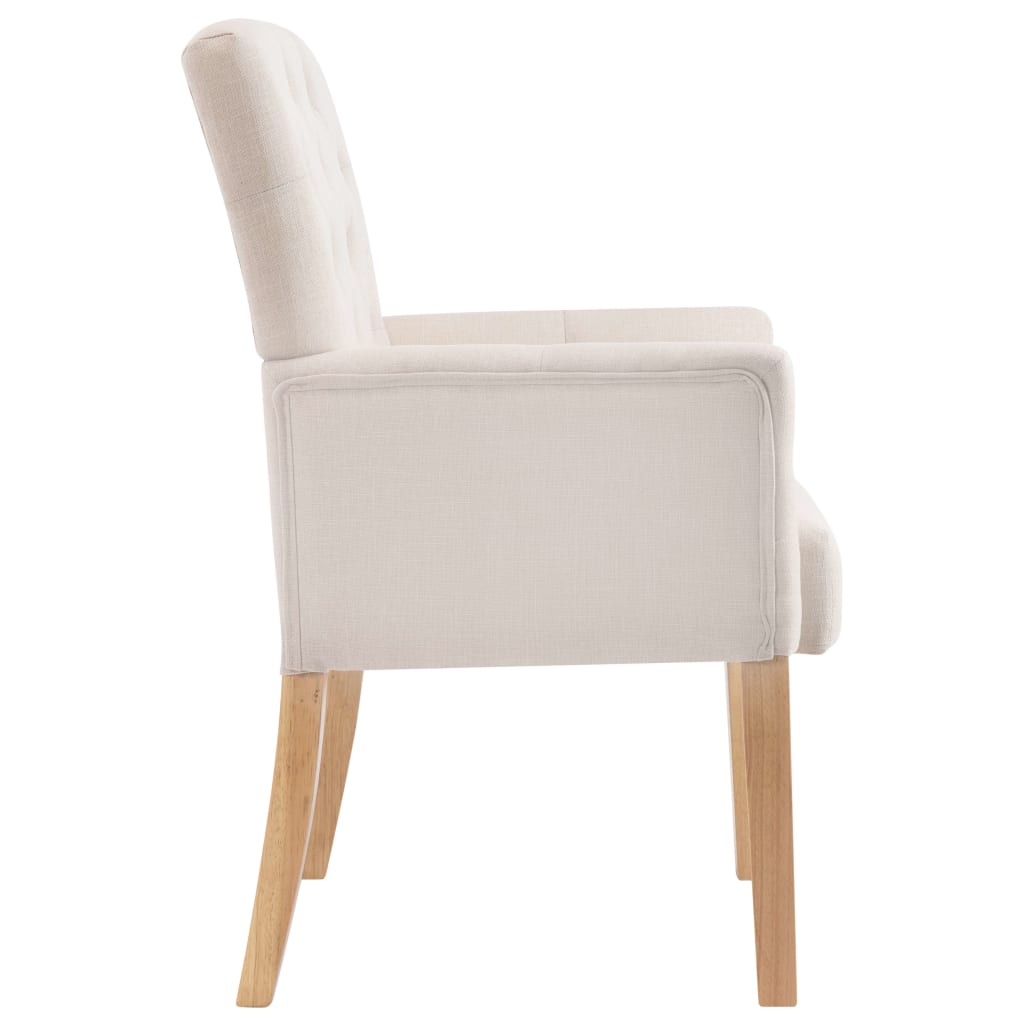 vidaXL Valgomojo kėdė su porankiais, smėlio spalvos, audinys