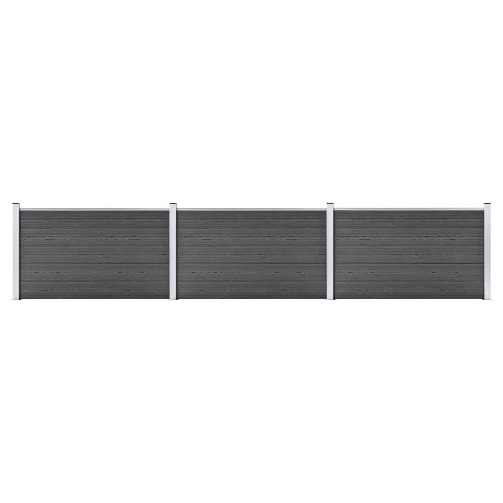 vidaXL Tvoros segmentų rinkinys, juodos spalvos, 526x105cm, WPC