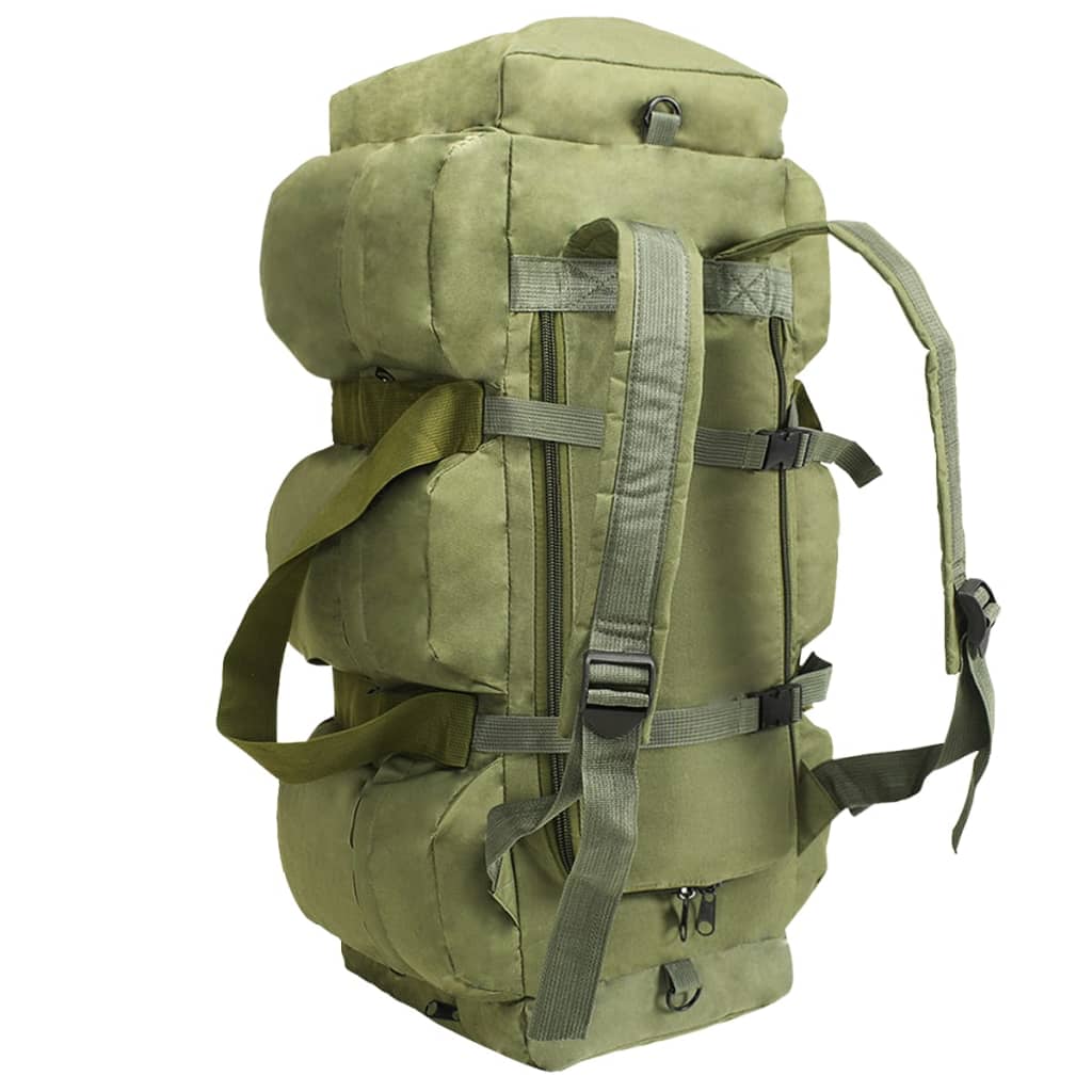 vidaXL 3-1 Militaristinio stiliaus daiktų krepšys, žalias, 90l