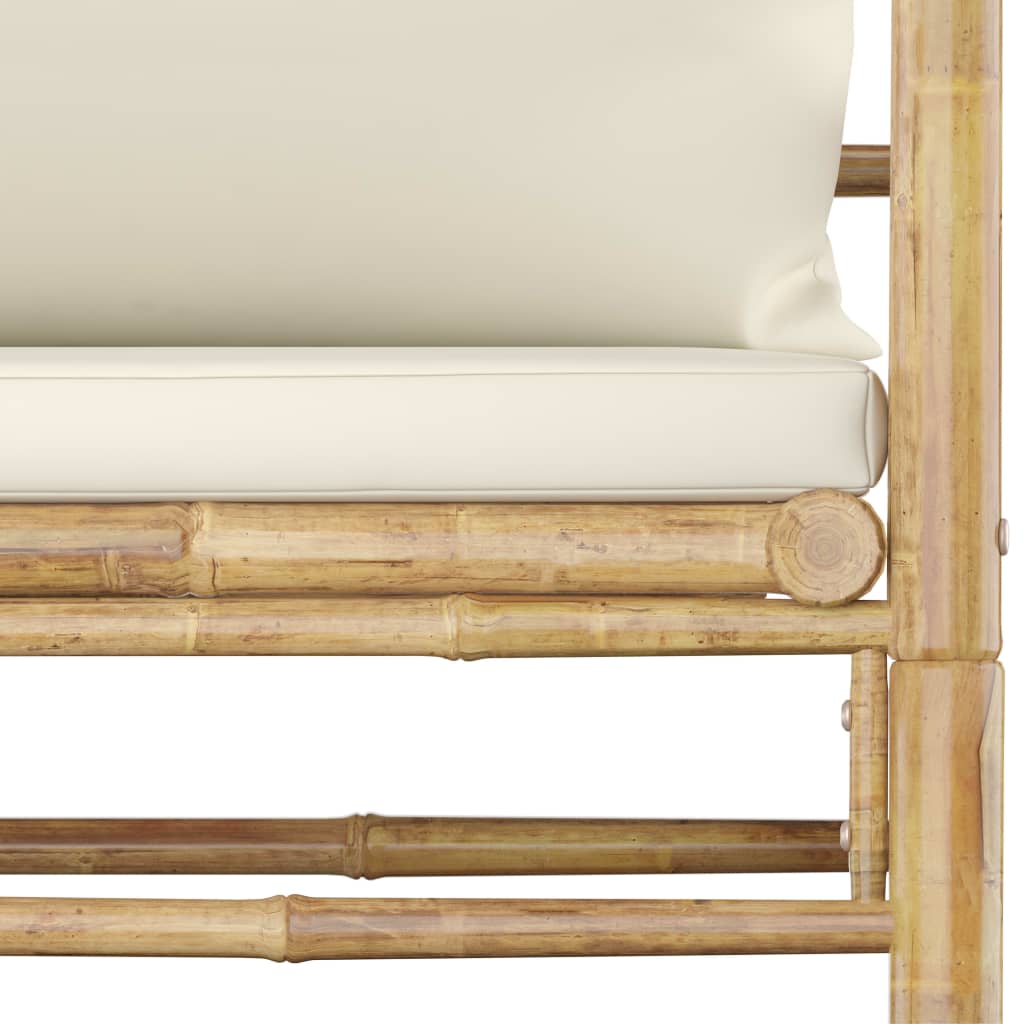 vidaXL Sodo komplektas su kreminėmis pagalvėmis, 7 dalių, bambukas